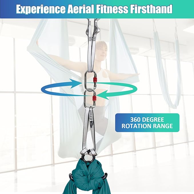 Aerial Silks Kit & Aerial Yoga Hammock - 11Yd Premium Fabric Hardware - Easy Setup for Flying Yoga, Aerial Swing & Fitness - Supports Up to 14ft Rigging-StrideForce Fitness