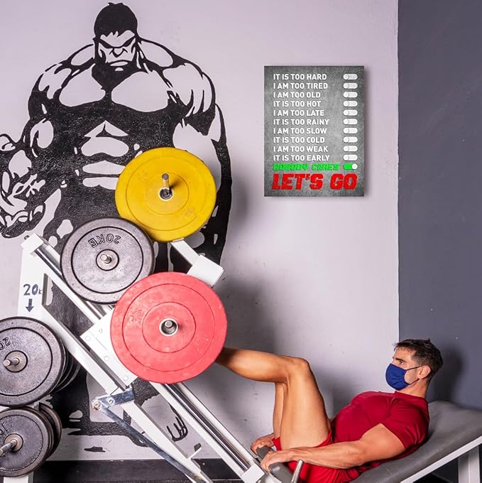 Gym Quotes Wall Art,Inspirational Workout Wall Decor,Let's Go Canvas Wall Art for Home Gym Exercise Fitness Room-StrideForce Fitness