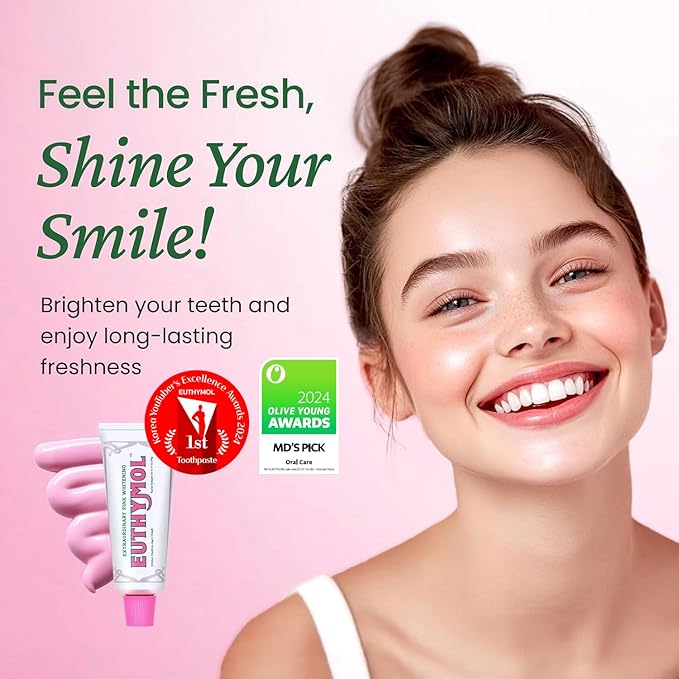 EUTHYMOL Whitening Toothpaste (3.7fl oz*2, Pack of 2) - Stain Removal in 2 Weeks, Long-Lasting Freshness for Sensitive Gum & Teeth. Bad Breath, Cavity Prevention. Recyclable Aluminum Tube