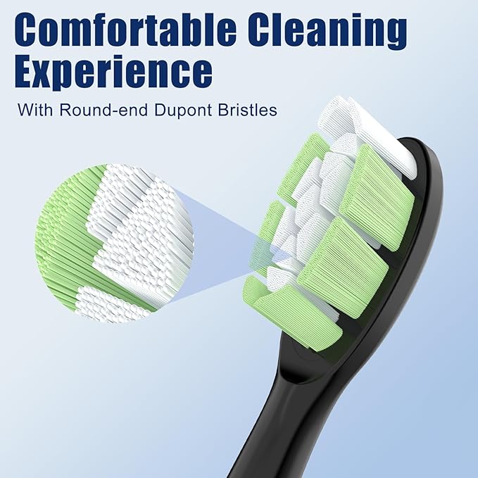 Replacement Heads for Philips Sonicare Diamondclean Sonic Toothbrush Heads Compatible with DiamondClean,FlexCare,C3 G3 W3 C1 C2 G2 Black 8 Pack