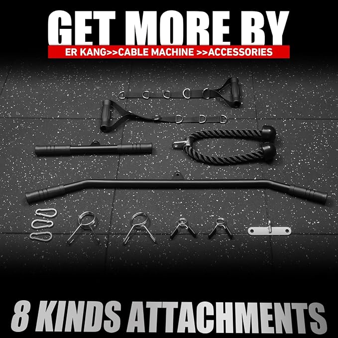 ER KANG Wall Mount Cable Station, Cable Crossover Machine with 18 Positions Dual Pulley System for Home Gym Fitness Equipment-StrideForce Fitness