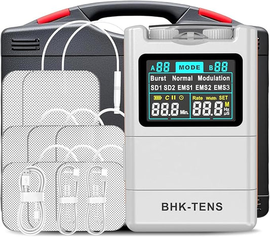 2025 TENS EMS Unit Muscle Stimulator for Back Pain Relief, Upgraded Color LCD TENS Machine for Chronic Pain, Muscle Relaxation, Home Use. with 8 Customizable Pulse Modes, 8 TENS Pads, 40 Intensitys-StrideForce Fitness
