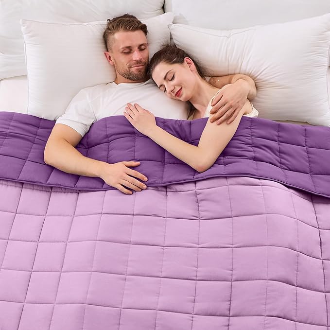 yescool Weighted Blanket for Adults (20 lbs, 88” x 104”, Purple) Cooling Heavy Blanket for Sleeping Perfect for 190-210 lbs, Queen Size Breathable Blanket with Premium Glass Bead, Machine Washable-StrideForce Fitness