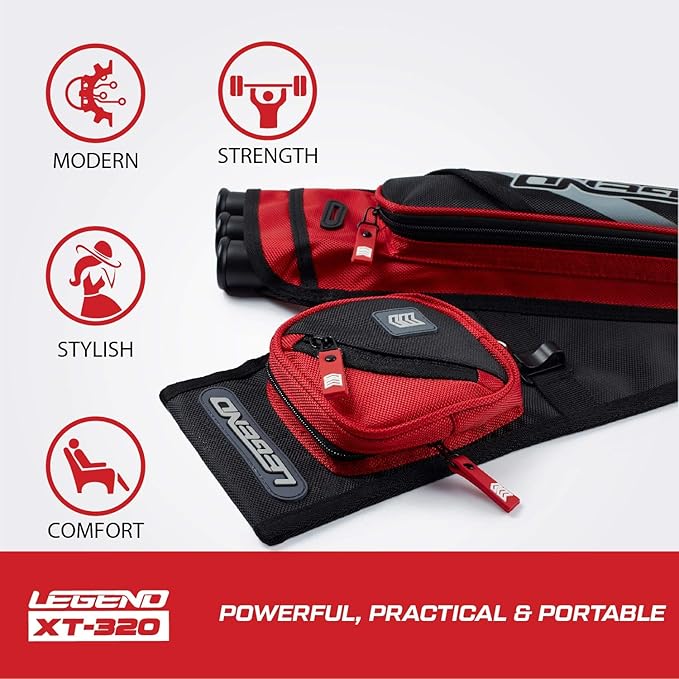 LEGEND XT320 Archery Quivers - Nylon Hip Quivers with 3 Arrow Tube Cases for Target Shooting - Adjustable Waist Belt, T-Slot, Storage Compartments for Accessories, Gear, Tools, Release Tab, Score Card-StrideForce Fitness