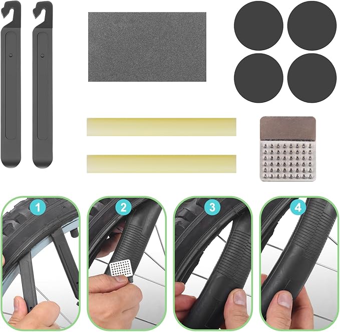 Teyssor Bike Repair Bag with Tire Pump, Bicycle Tire Repair Tool Kit, Portable Tool Bag with 16 in 1 Multitool All in One Bike Kit for Cycling-StrideForce Fitness