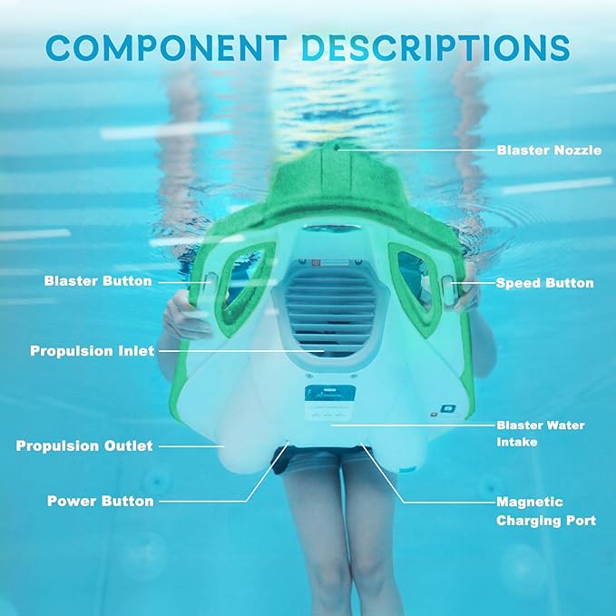 Electric Swimming Kickboard for Kids,Motorized Swim Board with Water Gun, Motorized Swim Training for Children Adults, 60N Thrust, 198 lbs Buoyancy, 25V Rechargeable Battery-StrideForce Fitness