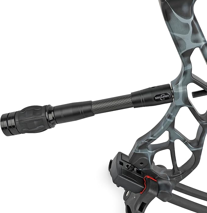 AMEYXGS Archery Bow Stabilizer for Compound Bow, 3K Carbon Fiber 6", 8", 10", 12" 15" Rods, Damping System, Weights Kit, Single Side V-Bar Mount,Quick Disconnect-StrideForce Fitness