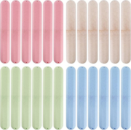 Hedume 28 Pack Travel Toothbrush Case, Portable Dust-proof Breathable Toothbrush Holder for Travel, Business, Home, Camping, School (4 Colors)