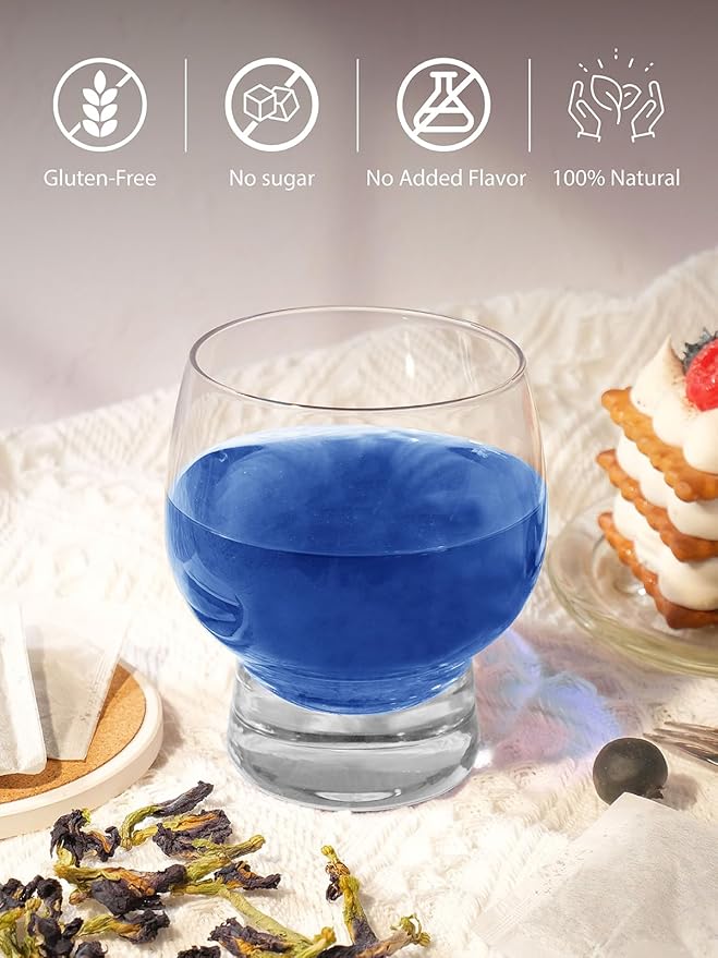 TeeLux Butterfly Pea Flower Tea Bags, Premium Dried Butterfly Pea Flower for Blue & Purple Drinks and Food Coloring, 100 Count