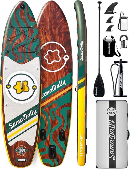 11'Stand Up Paddle Boards Surf Control with Premium SUP Board Accessories Backpack & Removable Fins, 34" Wide Inflatable Paddle Boards of All Skill Levels-StrideForce Fitness