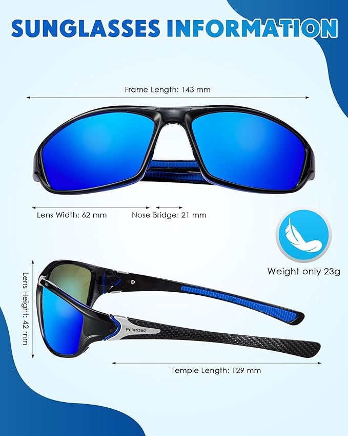 Frienda 6 Pack Polarized Sport Sunglasses for Men Multipack Fit over Glasses Pack Lot Set Men's Sport Fishing Eyeglasses-StrideForce Fitness
