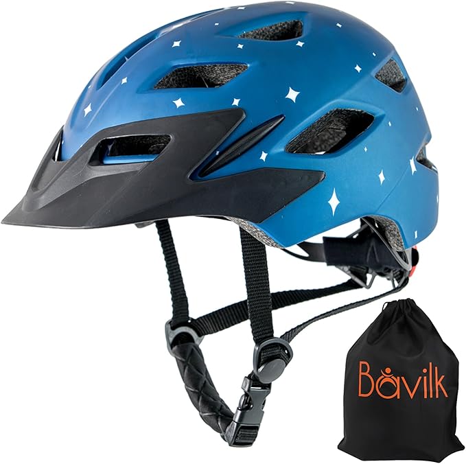 Kids Bike Helmet,Bavilk Kids Boys Girls Bike Helmets with LED Light Detachable Visor Children Youth Teen Multi-Sport for Skating Cycling Scooter Skateboard Adjustable & Lightweight 19.7"-22.4"-StrideForce Fitness