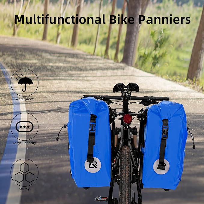 ROCKBROS Bike Panniers Waterproof Bike Rear Rack Bag Max 30L Large Capacity Bike Rear Panniers for Cycling Traveling Commuting-StrideForce Fitness