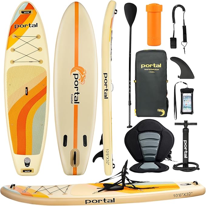 PORTAL SUP Inflatable Paddle Board for Adults 10'6'' Stand Up Paddleboard,Non-Slip Deck Blow up Paddle Boards with Adjustable Paddle, Carry Bag, and Repair Kit-StrideForce Fitness