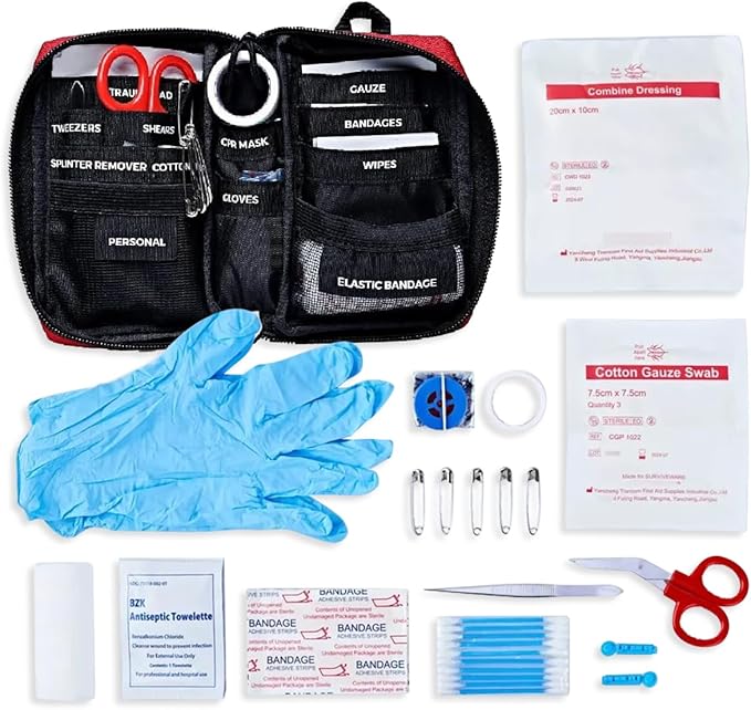 Surviveware 51 Pcs Comprehensive Premium Survival First Aid Kit - Medical Emergency Kit for Travel Camping Gear, Home Essentials & Outdoor Emergencies - HSA & FSA Eligible Survival Kit-StrideForce Fitness