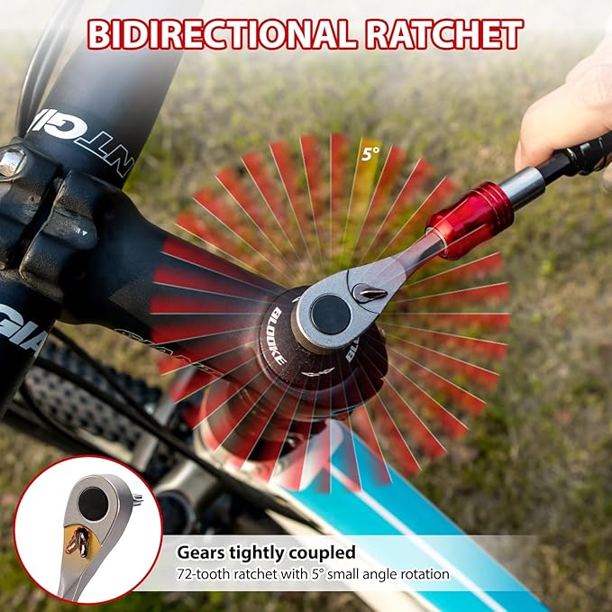 EMERK Bike Repair Tool Kit – Bicycle Multi-Tool Kit with Mini Pump, Ratchet Reversible Tool &10 Tool Bits, Tire Levers, and Portable Bag for Camping and Travel-StrideForce Fitness