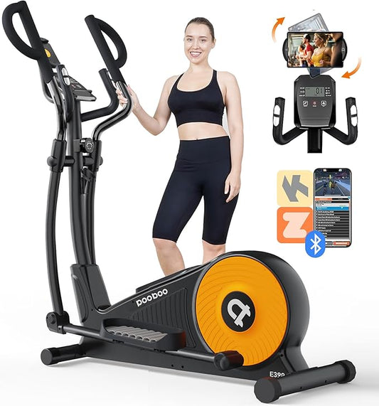 pooboo Elliptical Machine, Elliptical Exercise Machine with 16-Level Resistance&Hyper-Quiet Magnetic Driving System, Elliptical Machine for Home with LCD Monitor&15.5IN Stride, 350LBS Weight Capacity-StrideForce Fitness