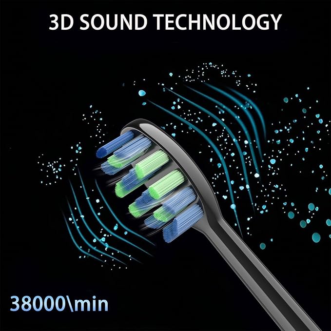 Sonic Electric Toothbrush for Adults - Deep Cleaning Teeth Whitening6 Replacement Brush Heads100-Day Battery5 Modes w/SensitiveIPX7 Waterproof (Color Options)