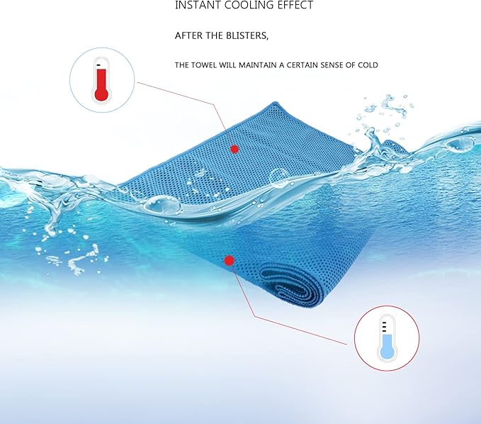 Biange Cooling Towel (Pack of 20, 40"x12") with Pouches for Sports, Workout, Fitness, Gym, Yoga, Golf, Pilates, Travel, Camping & More-StrideForce Fitness