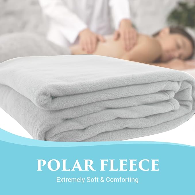 NRG Polar Fleece Blankets Fleece Massage Table Blanket - 60" x 86" - White - Ultra Soft, Warm & Comfortable - Lightweight Blanket Perfect for Most Massage Tables - Machine Washable-StrideForce Fitness