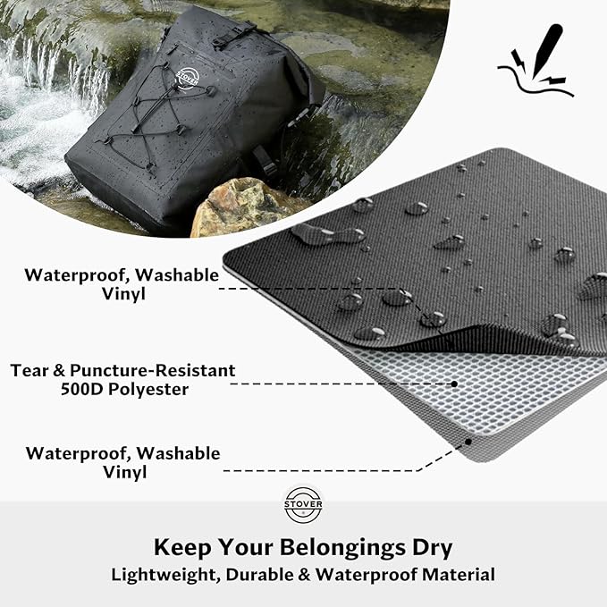 STOVER 5/10/25/30/40/55L Waterproof Backpack- Floating Dry Bag for Kayaking, Travel, Beach, Hiking, & Camping, Men/Women-StrideForce Fitness