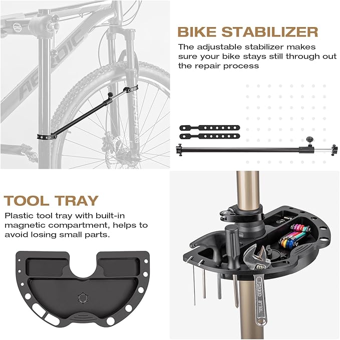 CXWXC Bike Repair Stand - Bicycle Stand For Maintenance Workstand - Ebike Repair Stand Shop Home Mechanics for Mountain Road Bike and E Bike (Champagne)-StrideForce Fitness