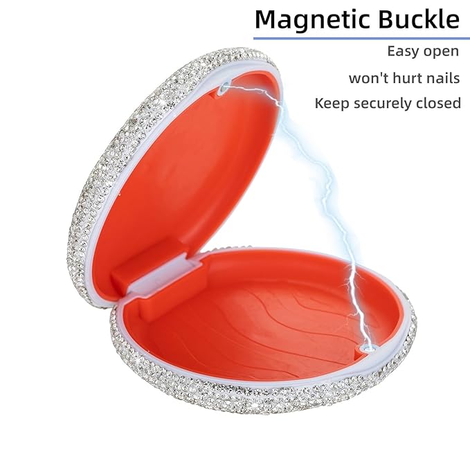 Retainer Case Cute Mouse Guard Case Slim Aligner Case Compatible with Invisalign Bling Night Guard Case Orthodontic Retainer Box Magnetic Denture Holder (Sliver)