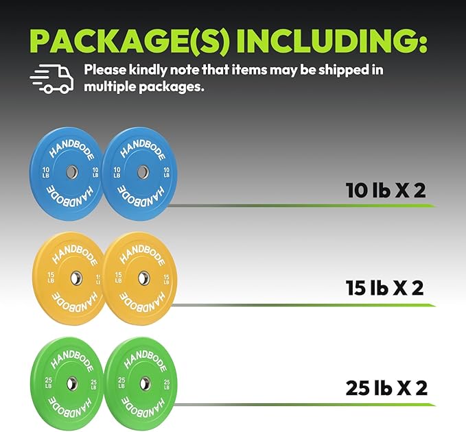 Colored Bumper Weight Plates Olympic Weight Plate Set 2-Inch, 10/15/20/25/35/45/55 lb Barbell Weight Plates Set for Home Gym, Rubber Strength Training Weights Plates for Weight Lifting-StrideForce Fitness