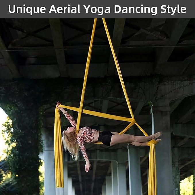 PRIOR FITNESS Aerial Silks Kit Colorful 9/15/20 Yards 40D Nylon Fabric Hammock Set With Hardware & Guide for All Levels Of Aerial Yoga Practice and Acrobatic Flying For Adults Aerial silk-StrideForce Fitness