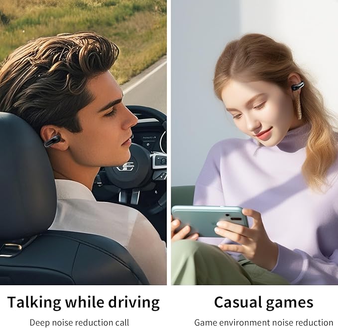 Open Ear Earbuds,Bluetooth 5.4Wireless Headphones,Lightweight Comfort Clip-On Earbuds with Mic for Clear Calls,36H Playtime,Touch Control,IPX5 Waterproof,Fit for Running Cycling Glasses Wearers-StrideForce Fitness