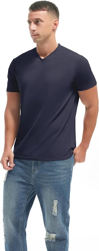 VEIISAR Premium V Neck T Shirts for Men - Modern Fitted Tees Vneck Undershirts-StrideForce Fitness
