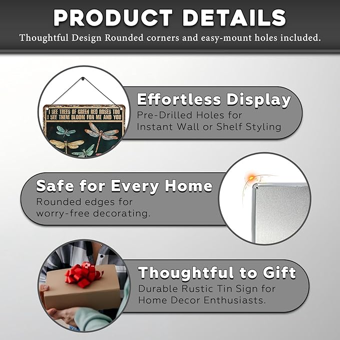 Dragonfly Decor And I Think To Myself What A Wonderful World Vintage Metal Tin Sign Decorative Plaque Poster 12 * 16inch-StrideForce Fitness