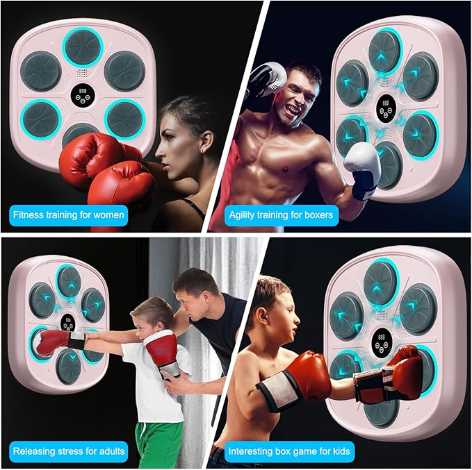 2025 New Model Smart Music Boxing Machine for Adults and Kids, Training Machine with LED Electronic Wall Mounted, Home Indoor Workout Equipment with Premium Boxing Gloves-StrideForce Fitness