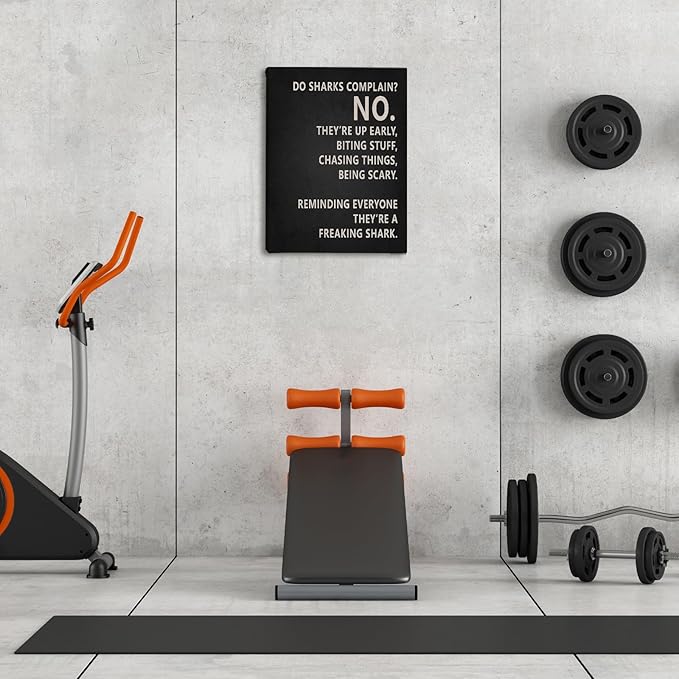 Rusenbao Gym Motivational Workout Wall Art, Home Gym Decor, Do Sharks Complain About Monday, Inspirational Workout Posters for Home Gym Decoration, 11x14 inch-StrideForce Fitness