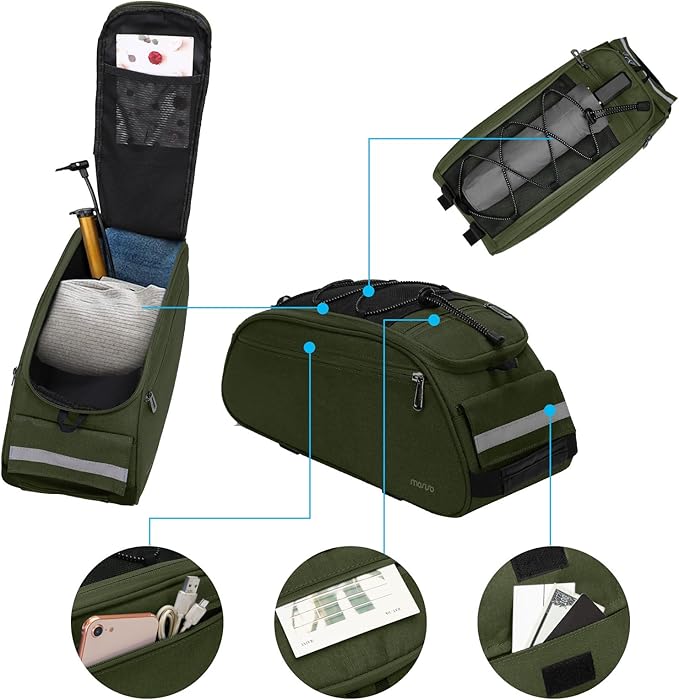 MOSISO Bike Rack Bag, Waterproof Bicycle Trunk Pannier Rear Seat Pouch Cycling Bike Carrier Backseat Storage Luggage Saddle Shoulder Bag-StrideForce Fitness