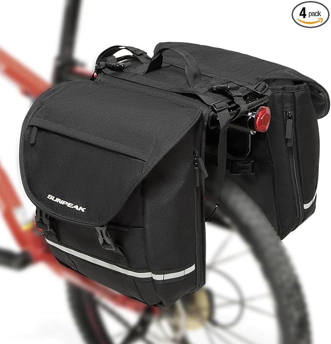 Bike Bag Accessories Panniers for Bicycle Rear Rack Bag 36L Waterproof Mountain Electric Bike Saddle Bag for Cycling Traveling Commuting Black-StrideForce Fitness