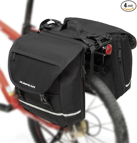Bike Bag Accessories Panniers for Bicycle Rear Rack Bag 36L Waterproof Mountain Electric Bike Saddle Bag for Cycling Traveling Commuting Black-StrideForce Fitness