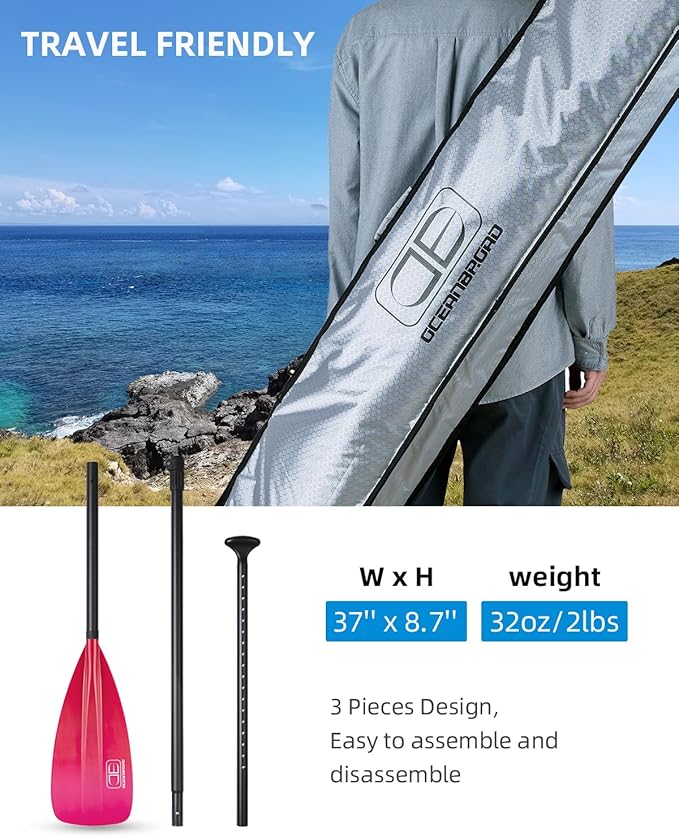 OCEANBROAD SUP Paddle - Adjustable Stand-Up Paddle for Paddleboard Kayak, Adjustable Aluminum Alloy Shaft with Reinforced Nylon Blades-StrideForce Fitness