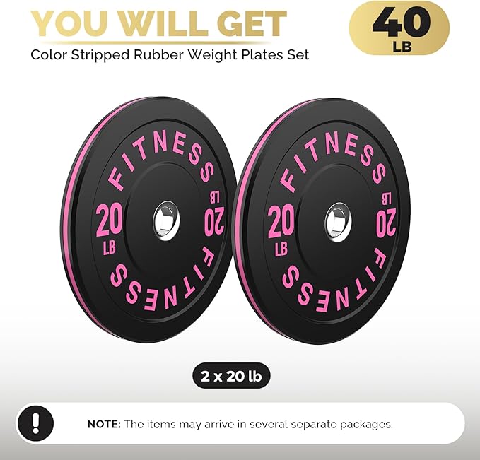 2 Inch Bumper Plates，10-500lbs，Barbell Rubber Olympic Weight Plates Set for Home Gym, Strength Training & Weight Lifting, Multiple Options Colors-StrideForce Fitness