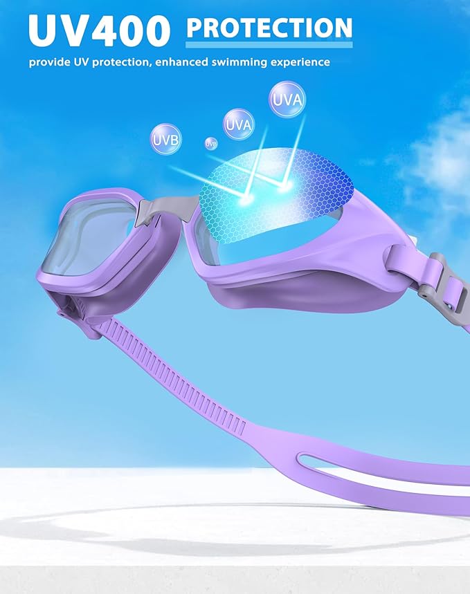 Swim Goggles, Unisex Adult Swimming Goggles Anti Fog Anti UV No Leakage Wide View for Men Women Youth-StrideForce Fitness