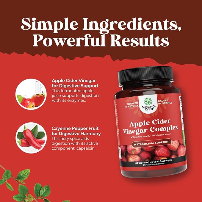 Cleansing Apple Cider Vinegar Capsules - ACV Deep Cleanse and Detox Pills for Gut and Digestive Health with Slimming Cayenne - Extra Strength ACV for Hunger Gut Cleanse and Full Body Detox 180 Count-StrideForce Fitness