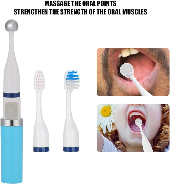 Electric Tongue Muscle Training Device, Oral Massage Stimulation Stick, Speech Swallowing Aid Training with Toothbrush Head, Tongue Mouth Muscle Training Tools
