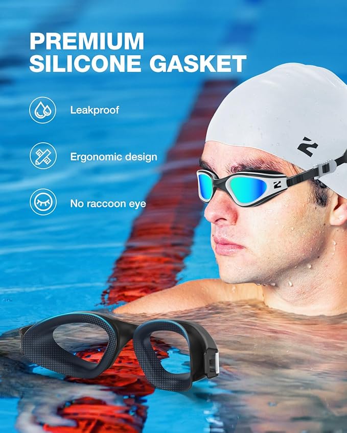 ZIONOR G1 Lite Swim Goggles with Swim Cap Comfortable Anti-fog Swimming Goggles Cap Set for Adult Men Women-StrideForce Fitness