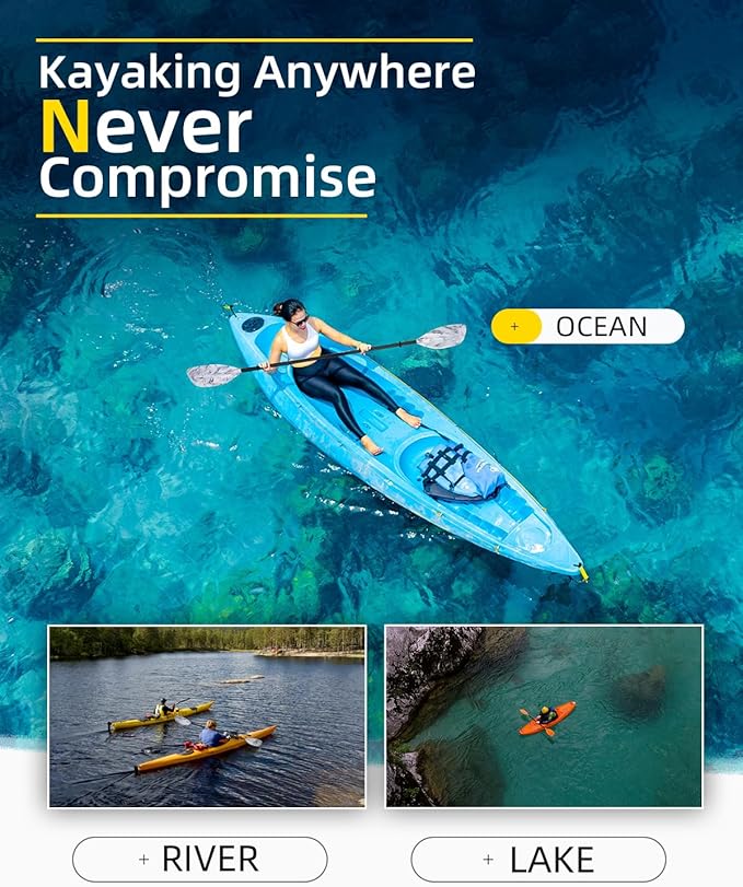 OCEANBROAD Kayak Paddle 86in/218cm, 90.5in/230cm Alloy Shaft 2-Piece Floatable Kayak Oar for Kayaking Canoeing Boating-StrideForce Fitness