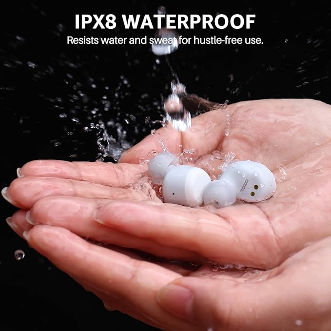 TOZO T6 Wireless Earbuds, IPX8 Waterproof Ear Buds, Stereo Bass Sound Bluetooth 5.3 Headphones in Ear, 50 Hours Playtime Earphones, Wireless Charging Case, Custom 32 EQ via APP-StrideForce Fitness