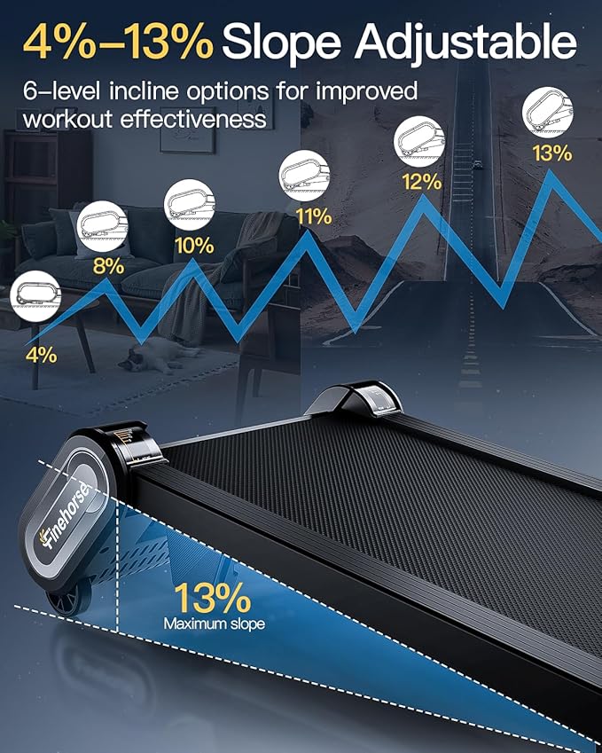Walking Pad Treadmill with Auto Incline, 6 in 1 Under Desk Treadmill, 6-Level Incline Treadmills, 2.5HP Portable Treadmills for Home with 330LBS Capacity, LED Display, Remote Control-StrideForce Fitness