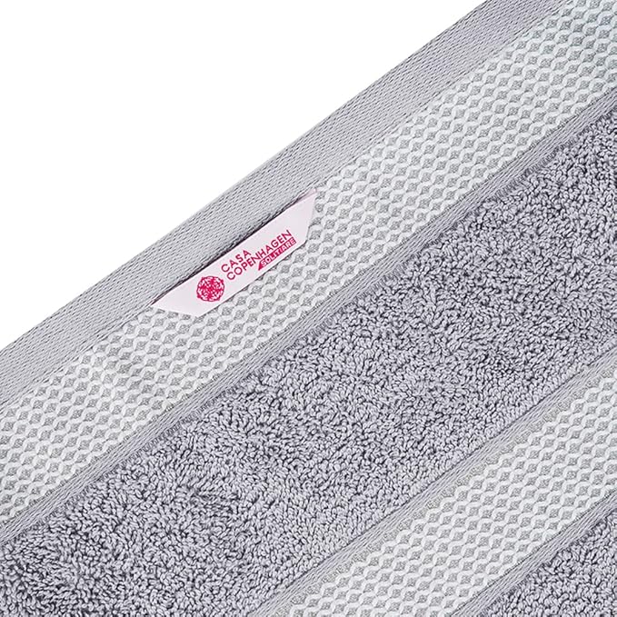 CASA COPENHAGEN, Solitaire, 600 GSM, 27x55 Inches Large Bath Towels, Set of 4 Towels, Super Soft and Absorbent, Egyptian Cotton Towels for Bathroom & Shower - Grey Violet-StrideForce Fitness