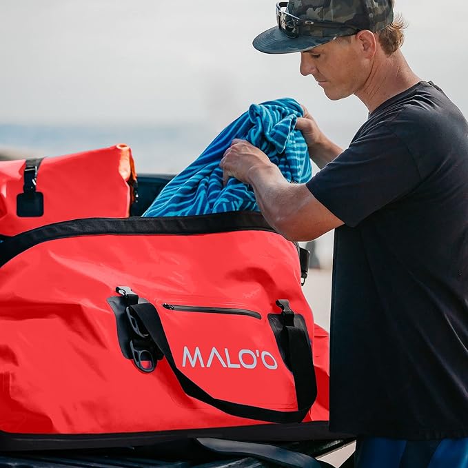 Malo'o Waterproof Dry Bag Duffel 40L/60L/100L, Roll Top Duffel Keeps Gear Dry for Kayaking, Rafting, Boating, Swimming, Camping, Hiking, Beach, Fishing - Internal & External Pockets and Molle Loops-StrideForce Fitness