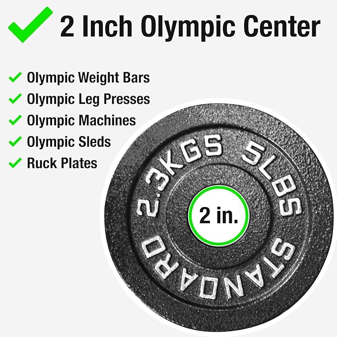 Steel Weight Plates 85LB Set - Olympic 2 inch Center Premium Coating 2x 25lb, 10lb, 5lb, and 2.5lb for Olympic Weight Lifting Barbells-StrideForce Fitness