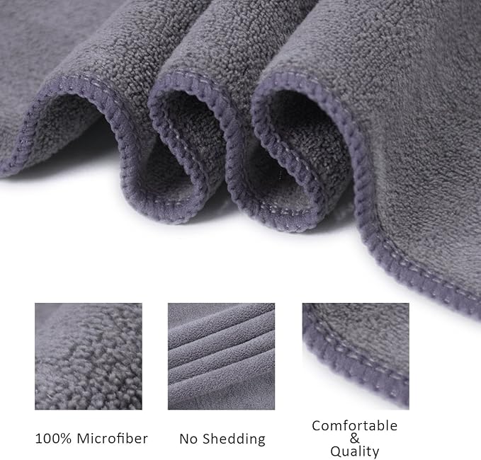JML Microfiber Towels, Beach Towel Sets (6 Pack, 27" x 55") - Extra Absorbent, Fast Drying, Multipurpose for Bath, Swimming, Fitness, Sports, Yoga, Grey/Pink/Purple-StrideForce Fitness
